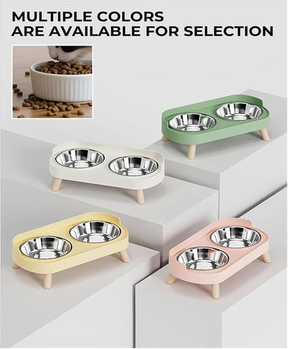 Pet dinner table double bowls - suitable for cats and dogs