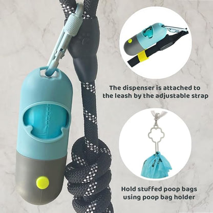 Dog poop bag dispenser features - carabiner strap and poop bag holder keychain