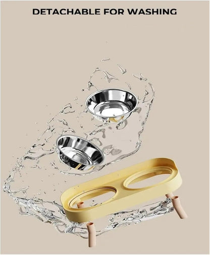 Pet double bowl feeder - eat in two bowls, food and water