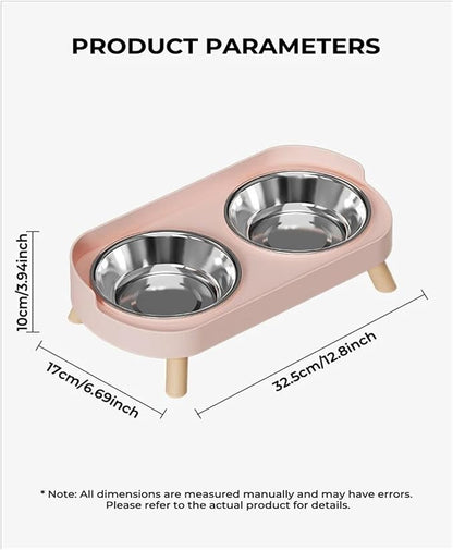 Pet double bowl feeder in grey color