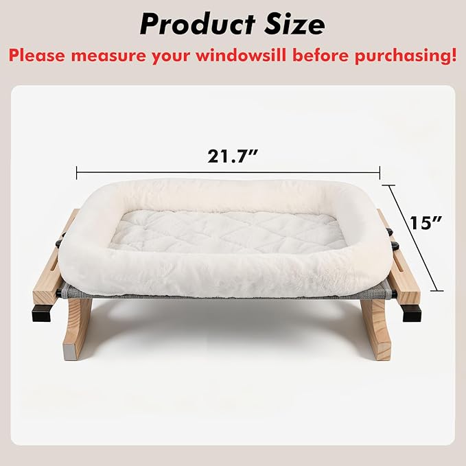 Product size - 21.7 inches long by 15 inches wide, please measure windowsill before purchasing