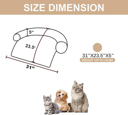 Size dimension chart - 31x23.5x5 inches, suitable for pets up to 15 lbs