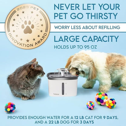 Two flow modes - flower waterfall for curious drinkers and gentle fountain for shy or senior pets