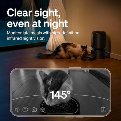Clear sight even at night - 145 degree infrared night vision monitoring cat eating late meal