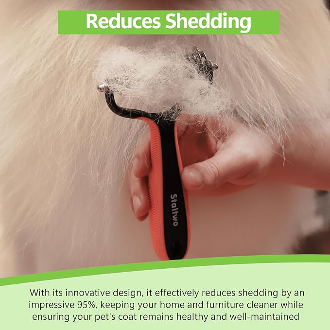 Staltwo dual sided dematting comb features - 17 teeth deshedding 9 teeth detangle