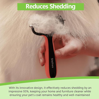 Staltwo dual sided dematting comb features - 17 teeth deshedding 9 teeth detangle