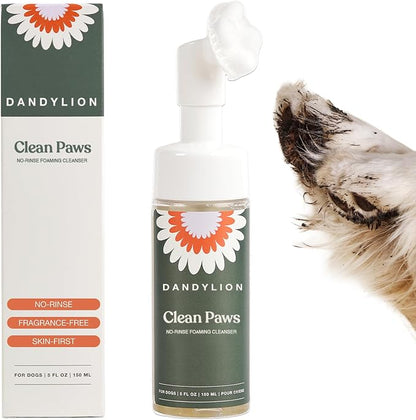 Dandylion Clean Paws foaming cleanser bottle with soft brush
