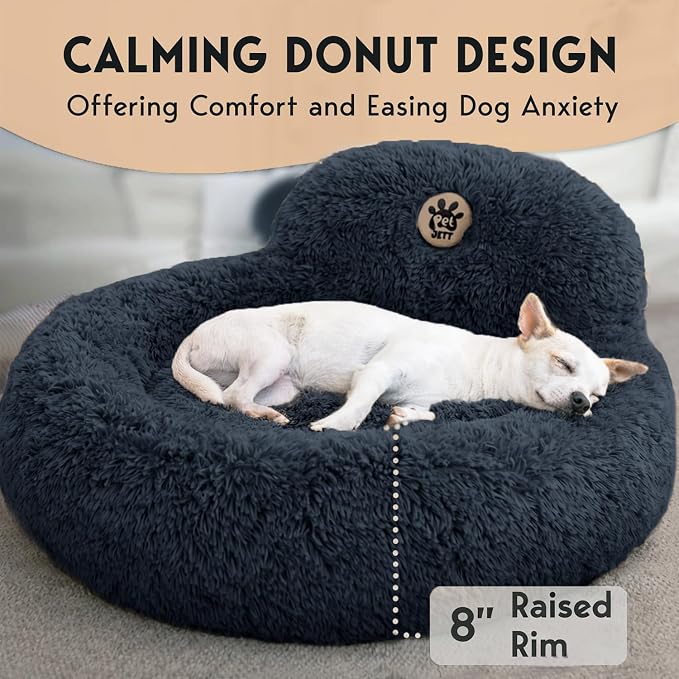 Calming donut design - 8 inch raised rim offering comfort and easing dog anxiety