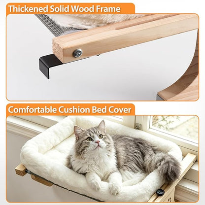 Thickened solid wood frame close-up with metal hook and comfortable white plush cushion bed cover