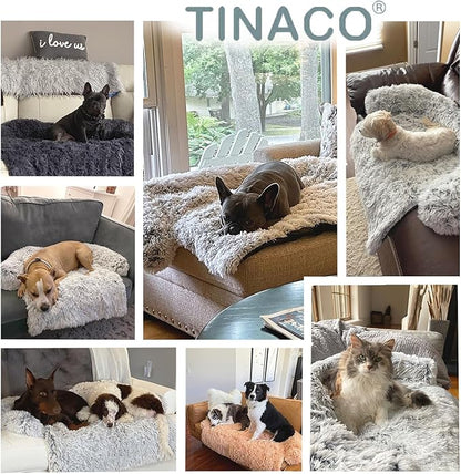 TINACO fluffy sofa pet bed features - anti-scratch, curved headrest, non-slip bottom